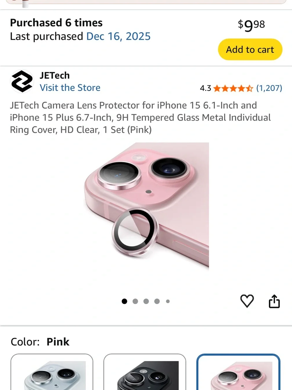 iPhone 15- 15 plus clear & pink Camera Lens Protectors